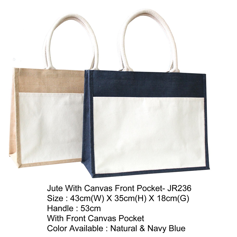 JUTE WITH CANVAS FRONT POCKET S40028-1